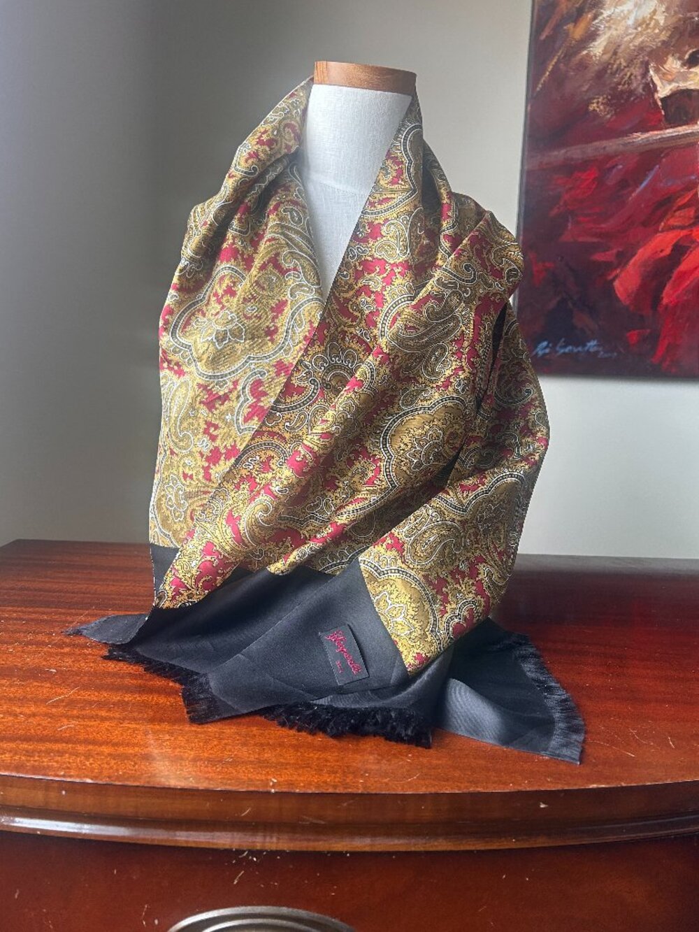 VTG Schiaparelli Paris 100% Silk Paisley Scarf Made in Italy